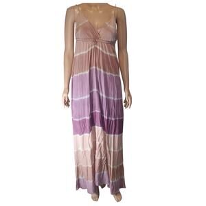 Gypsy 05 Silk Maxi Dress S Hand Dyed Boho Festival Tie Dye Pink Mauve FLAWS